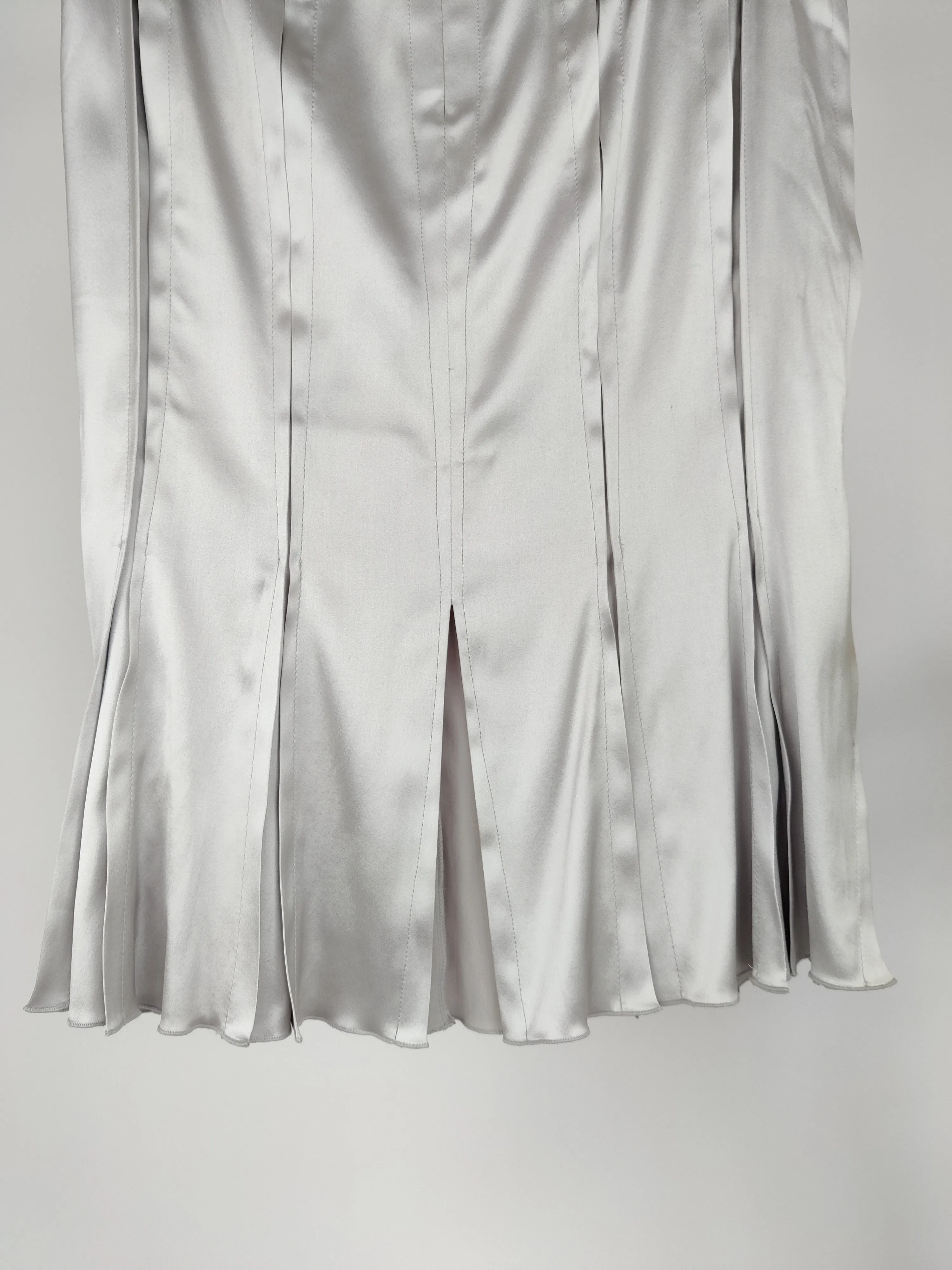 Gucci Silver Silk Pleated Hem Skirt Size IT 38 (UK 6)