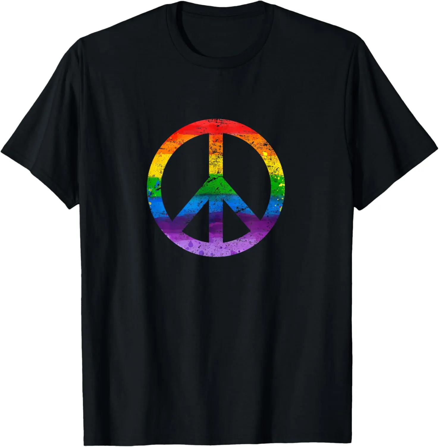Hippie Peace Ggbtq Flag Lesbian Gay Rainbow Flag Pride T-Shirt