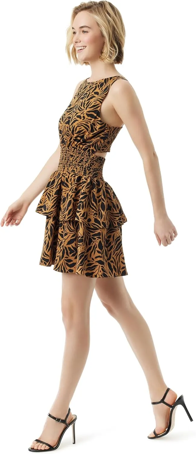 Jessica Simpson Women's Illora Smocked Waist Tiered Mini Dress with Back Cut Out Standard