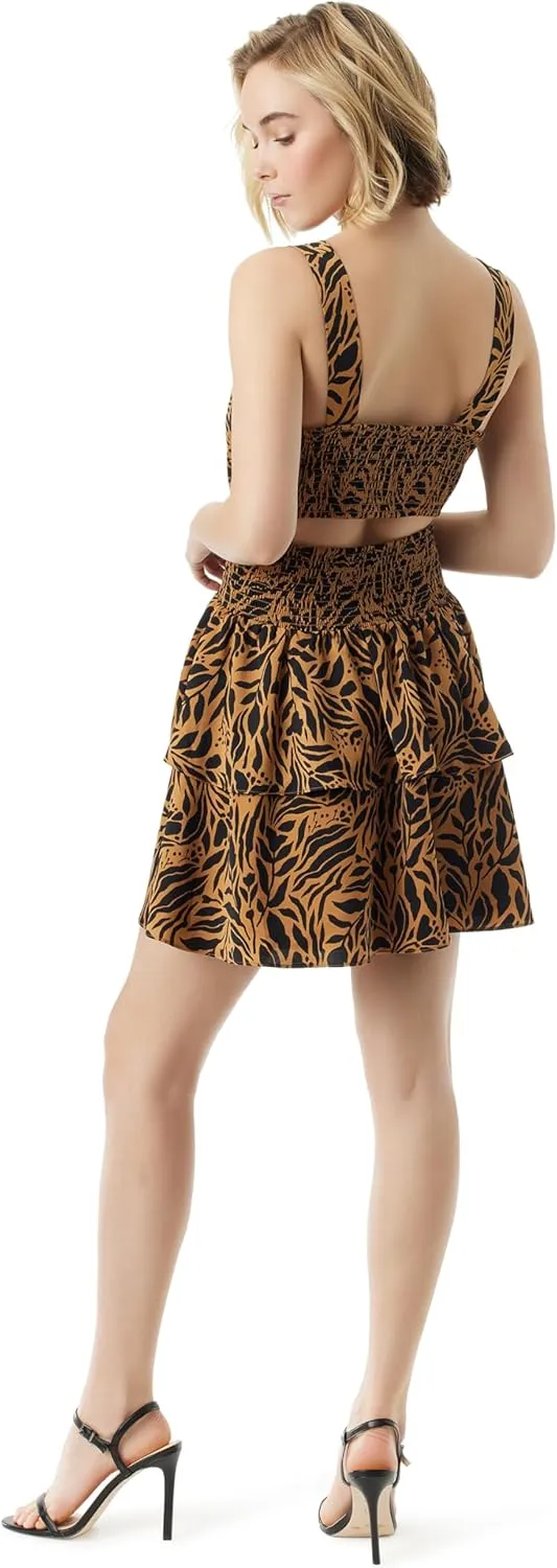 Jessica Simpson Women's Illora Smocked Waist Tiered Mini Dress with Back Cut Out Standard