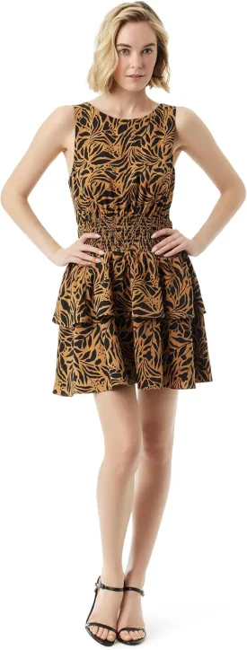 Jessica Simpson Women's Illora Smocked Waist Tiered Mini Dress with Back Cut Out Standard