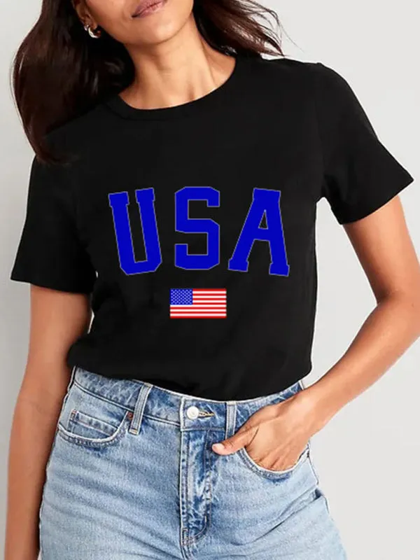 Katherine Women's USA Graphic Slim Fit T-shirt