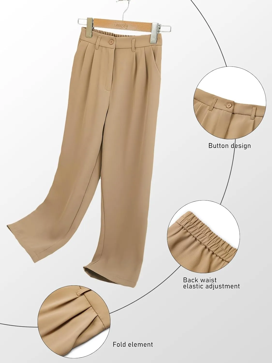 Kids Girls High Waist Wide Leg School Uniform Pants 5-14 Years