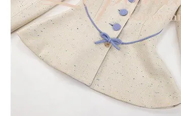 Le Palais Vintage 1940 Elegant tweed waist jacket fishtail skirt - snow flake