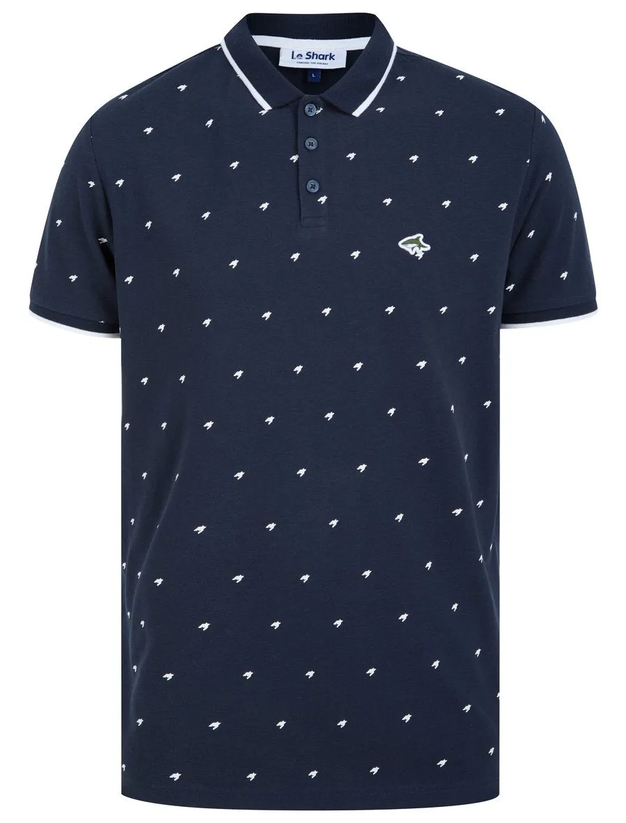 Le Shark Yanis Printed Cotton Pique Polo Shirt - Navy