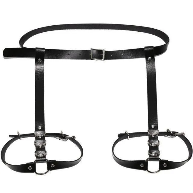 Leather Garter Belts for Women with 2 Suspenders Straps