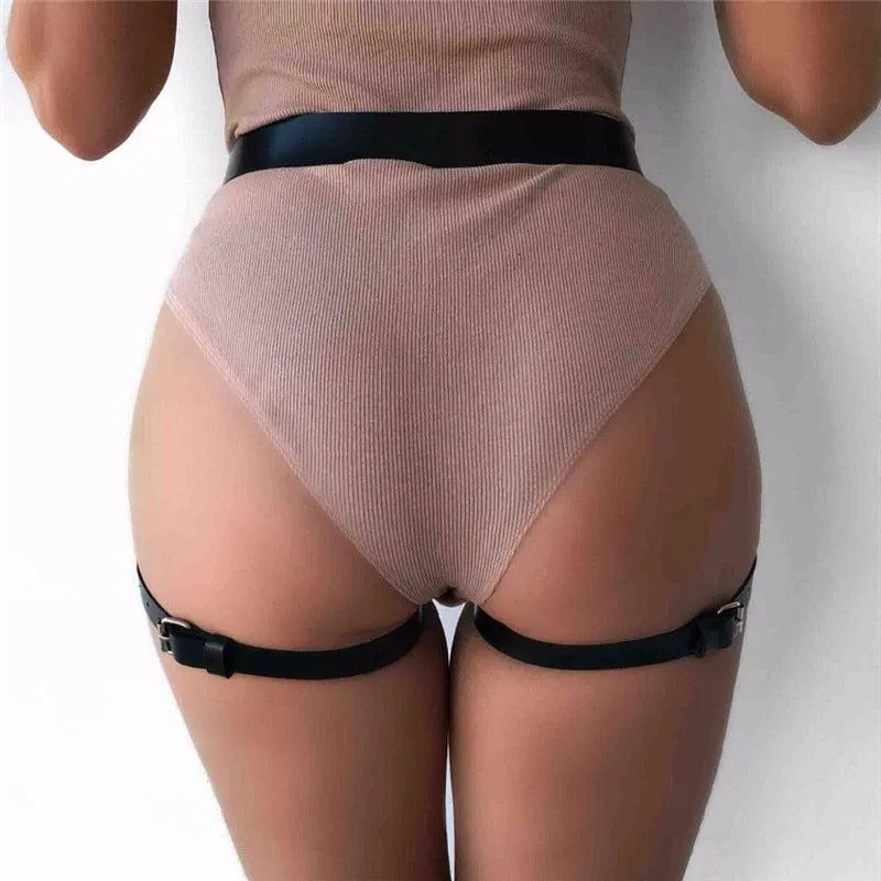 Leather Garter Belts for Women with 2 Suspenders Straps