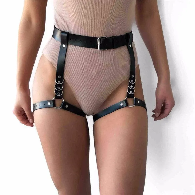 Leather Garter Belts for Women with 2 Suspenders Straps