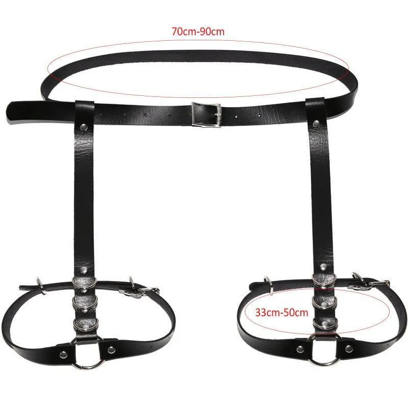 Leather Garter Belts for Women with 2 Suspenders Straps