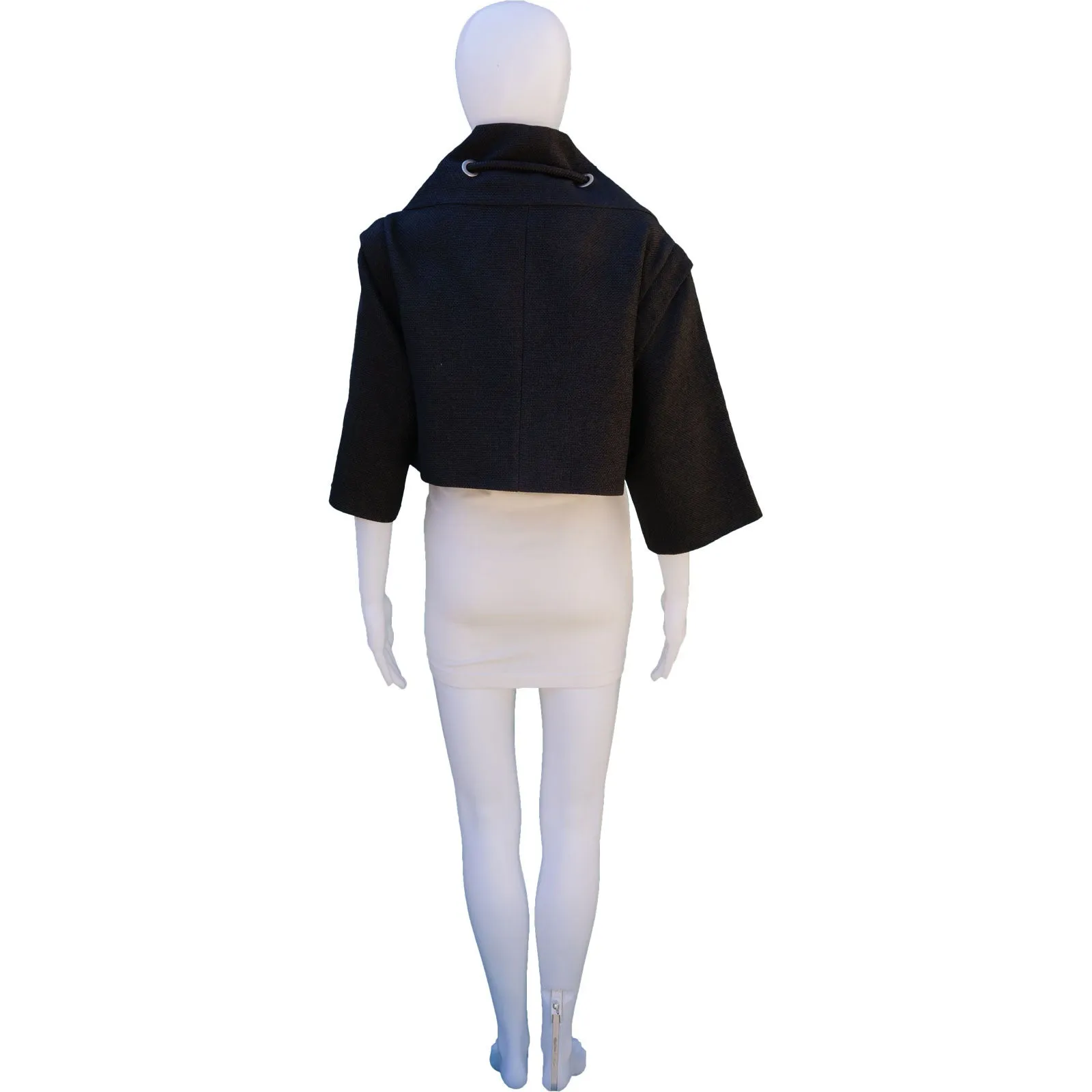 MARNI STAND UP COLLAR CROPPED DETACHABLE SLEEVE JACKET