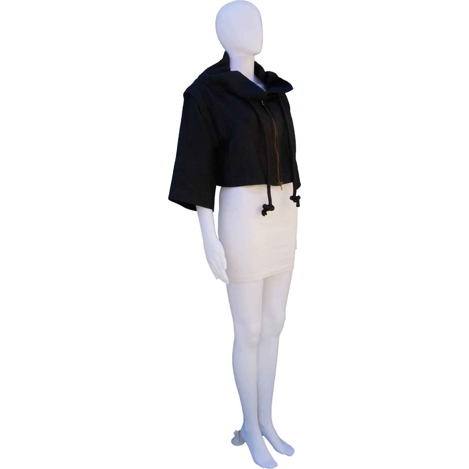 MARNI STAND UP COLLAR CROPPED DETACHABLE SLEEVE JACKET