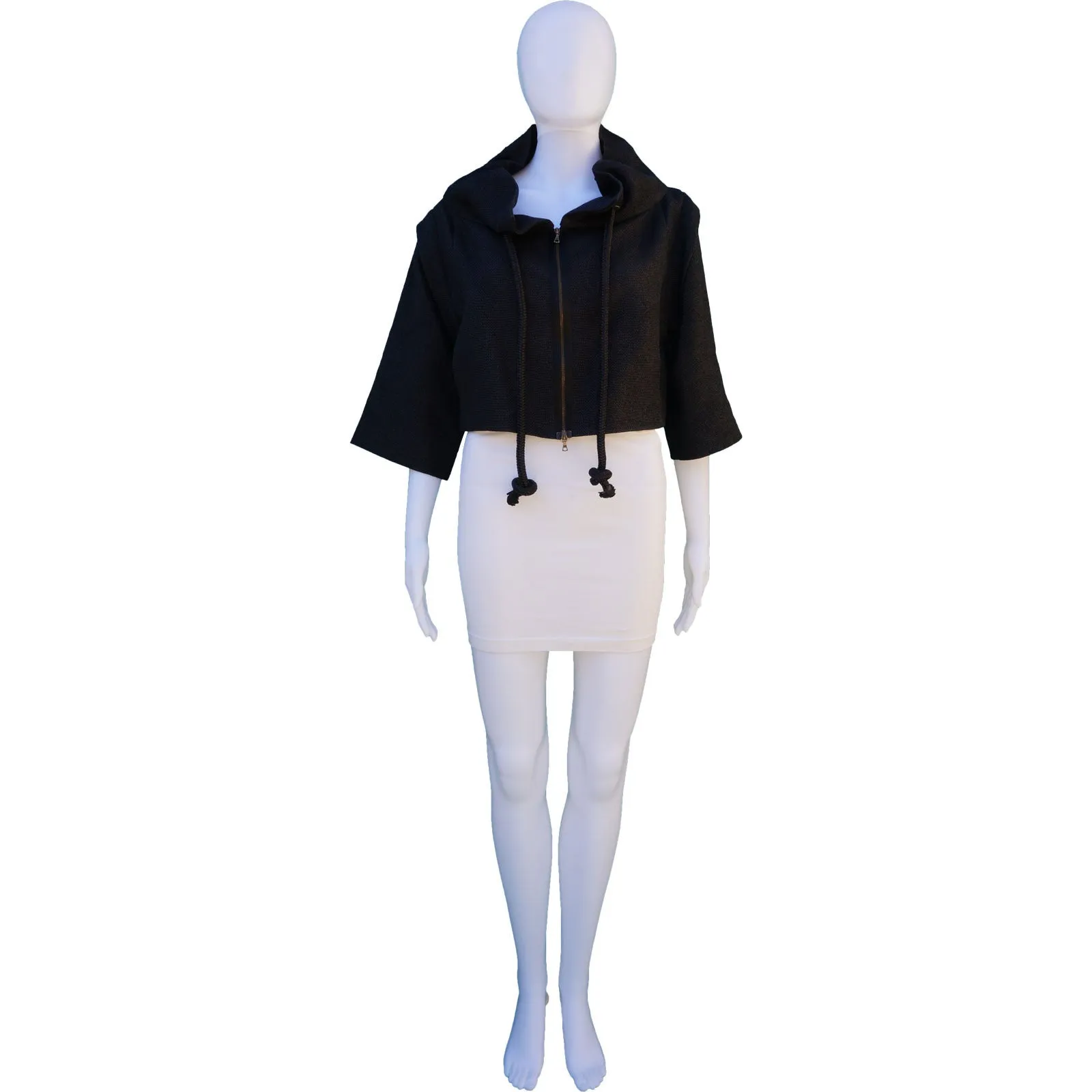 MARNI STAND UP COLLAR CROPPED DETACHABLE SLEEVE JACKET
