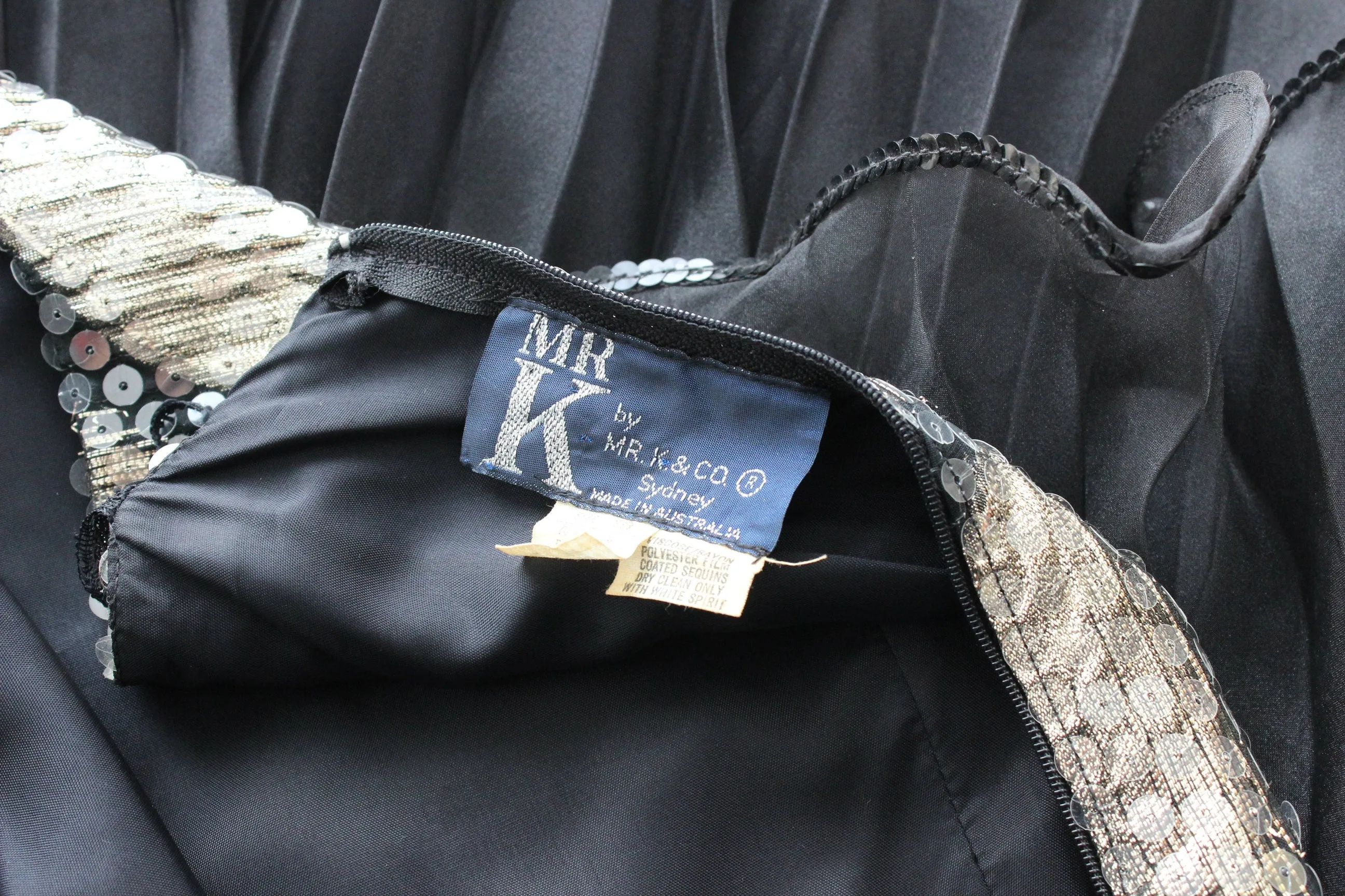 Maximalist 80s Sequin & Pleat Asymmetric Party Dress by Mr. K