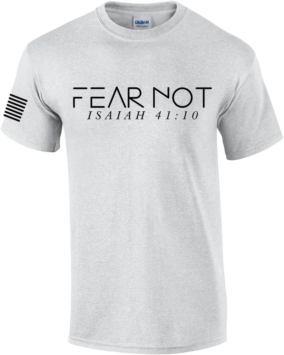Mens Christian Shirt Fear Not Isaiah 41:10 Short Sleeve T-Shirt Graphic Tee