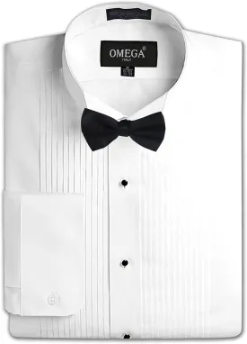 Mens Formal Wing Collar Tuxedo Shirt, 1/4" Pleat
