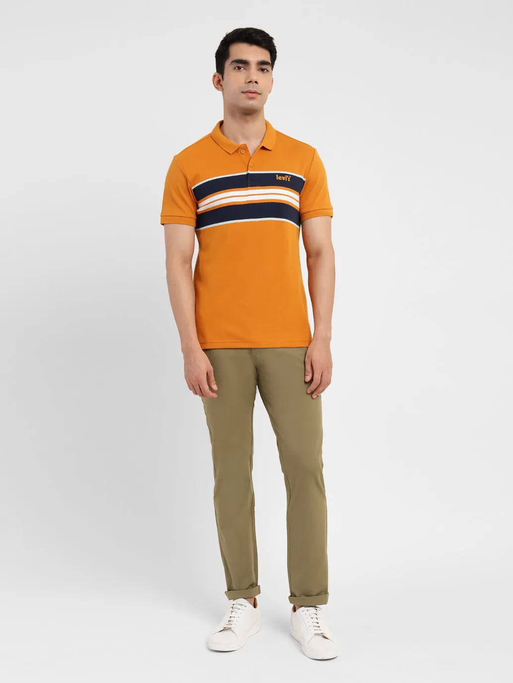 Men's Striped Polo Collar T-Shirt