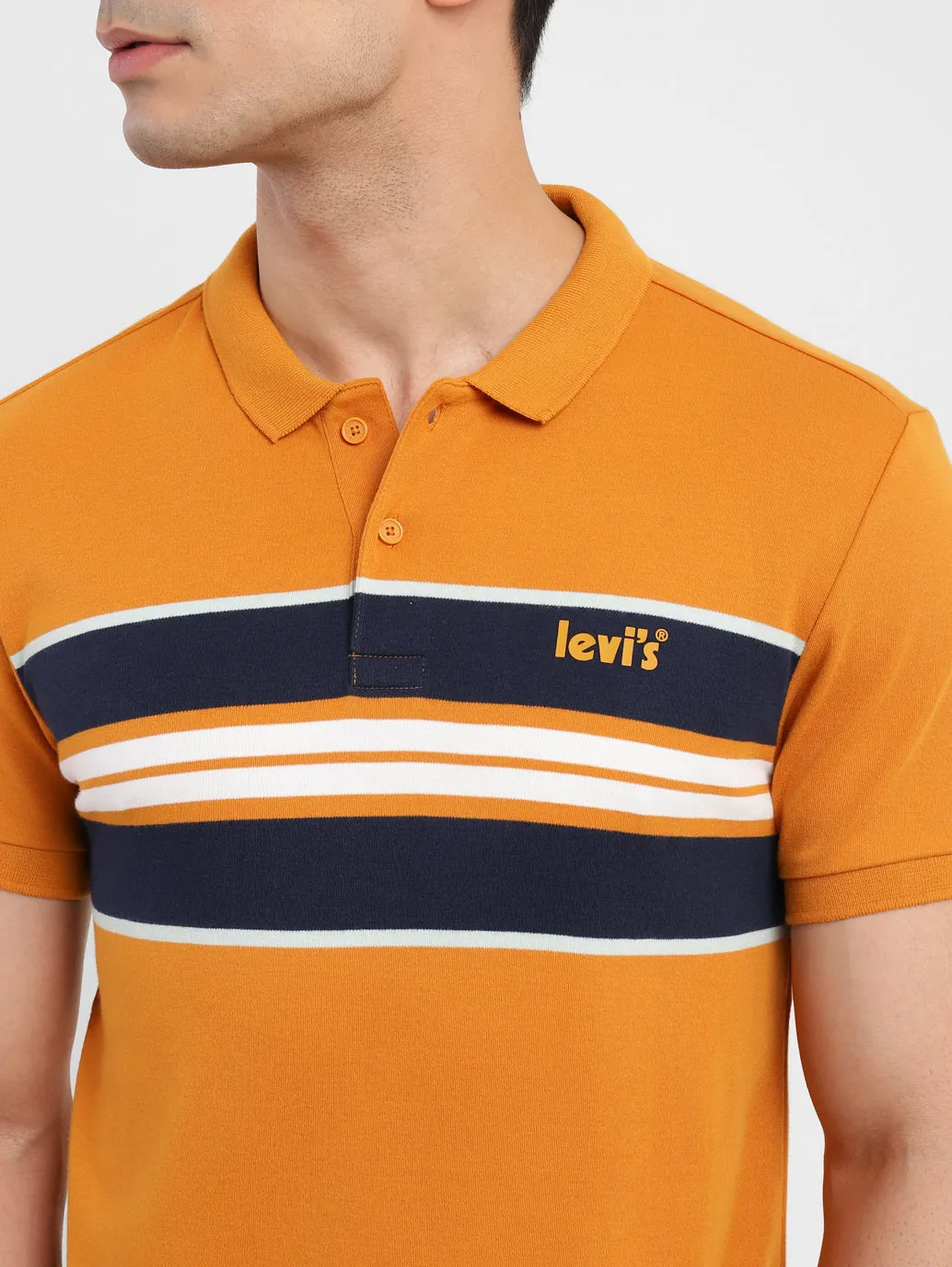 Men's Striped Polo Collar T-Shirt