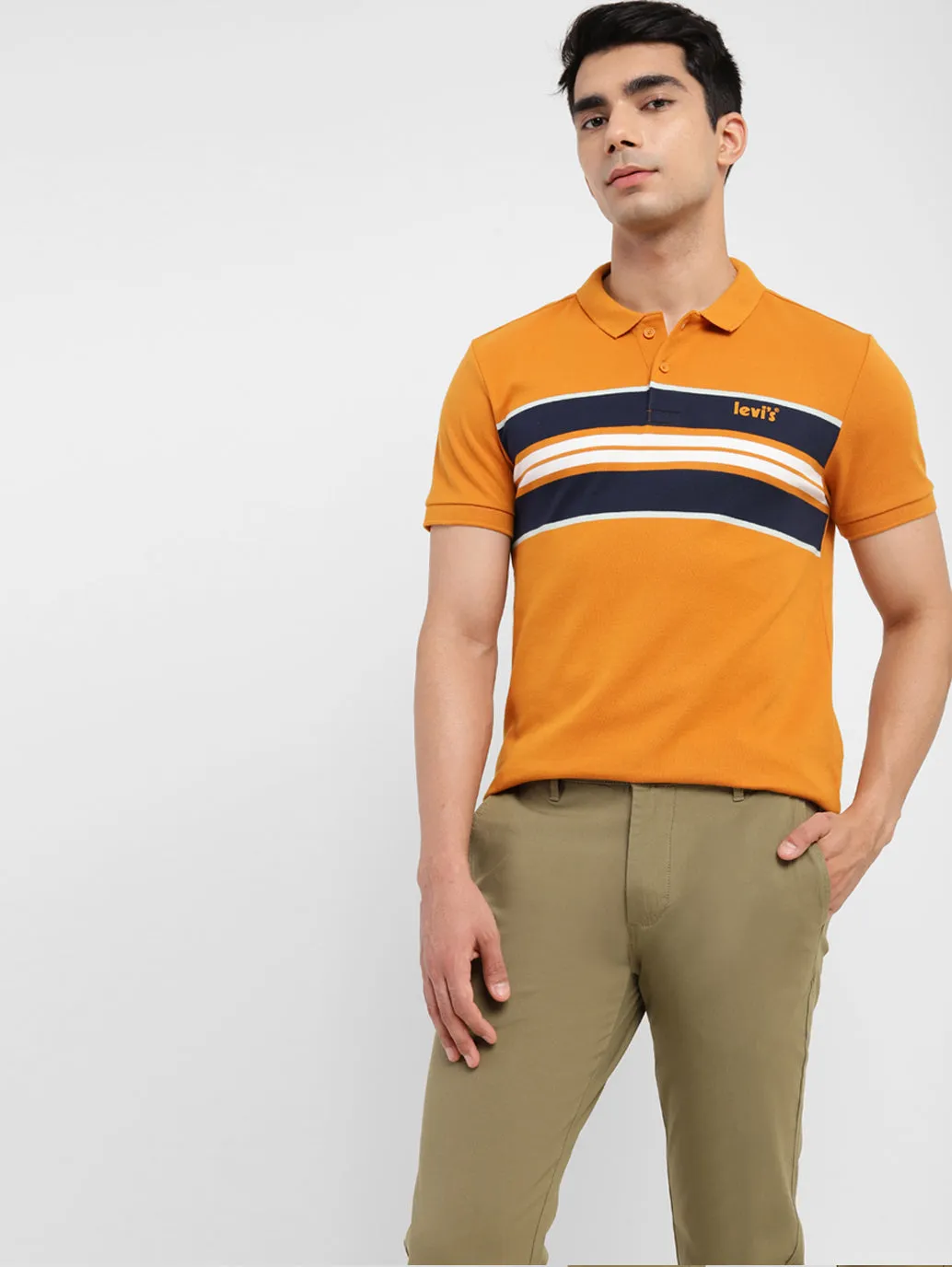 Men's Striped Polo Collar T-Shirt
