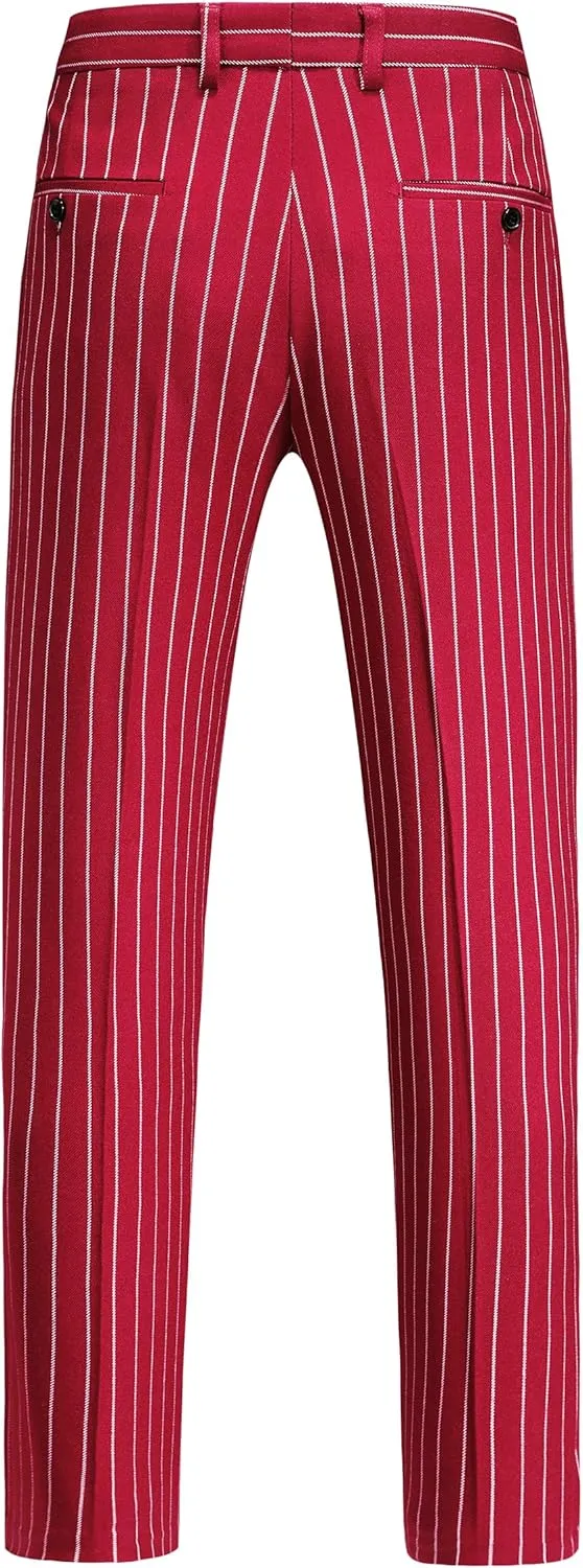 MOGU Mens Striped Slim Fit Dress Pants  Lightweight Flat Front Pinstripe Suit Trousers, Business Casual Slacks