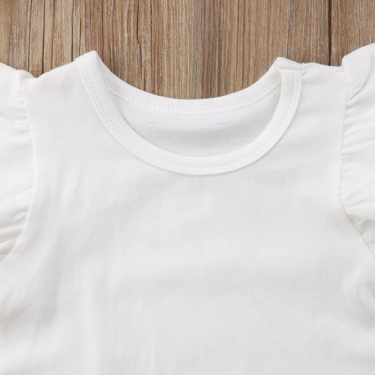 Mubineo Toddler Baby Girl Basic Plain Ruffle Sleeve Cotton T Shirts Tops Tee Clothes