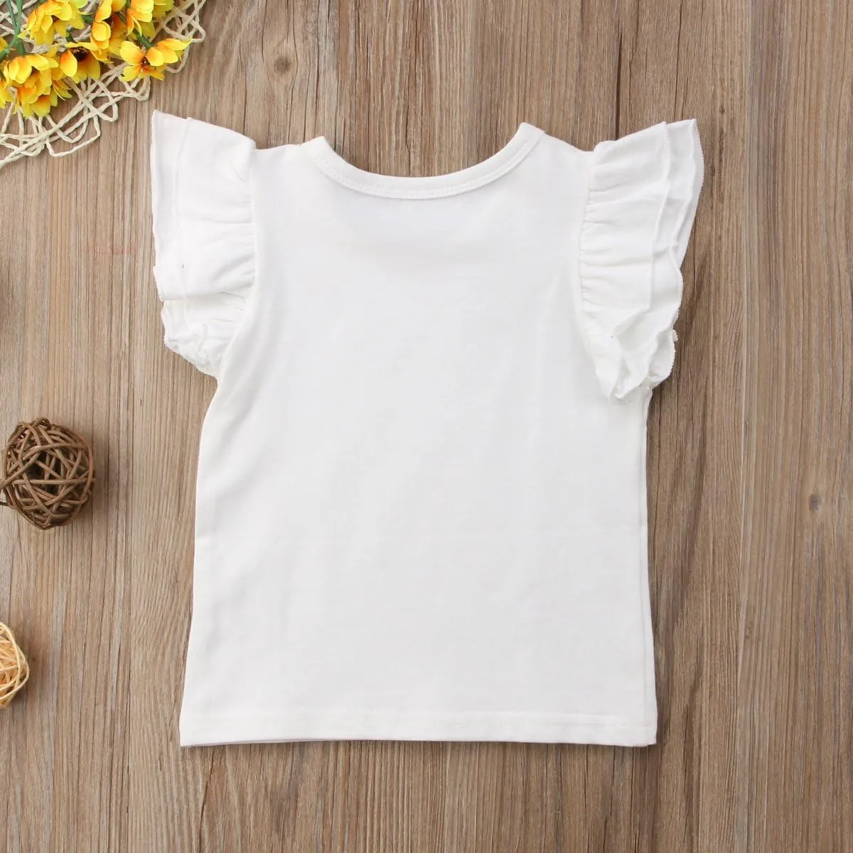Mubineo Toddler Baby Girl Basic Plain Ruffle Sleeve Cotton T Shirts Tops Tee Clothes