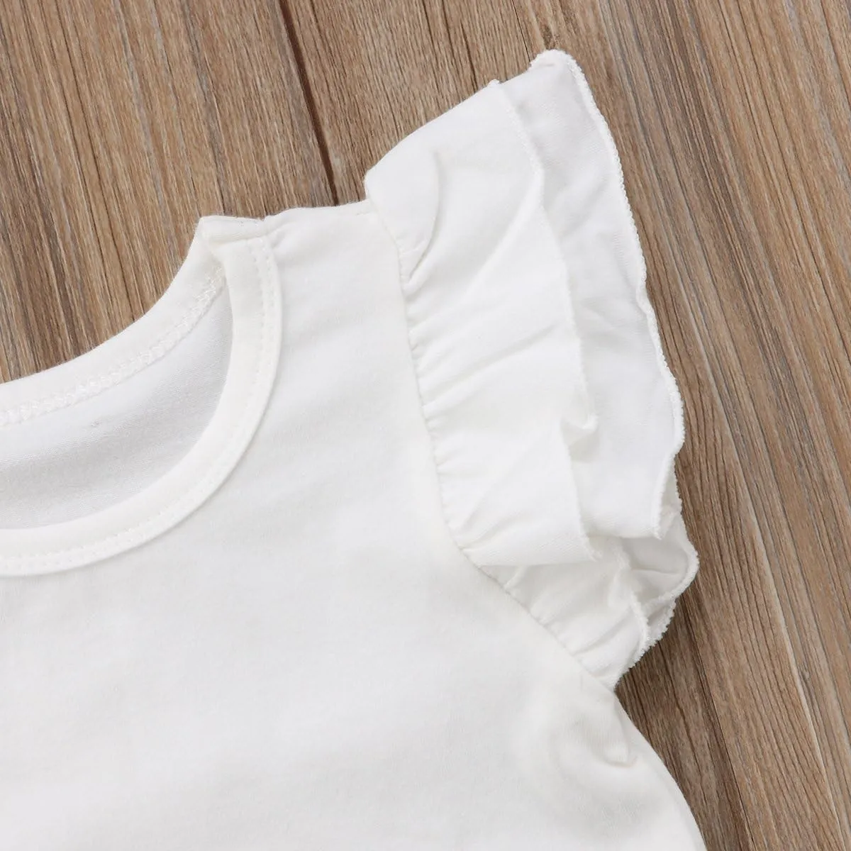 Mubineo Toddler Baby Girl Basic Plain Ruffle Sleeve Cotton T Shirts Tops Tee Clothes