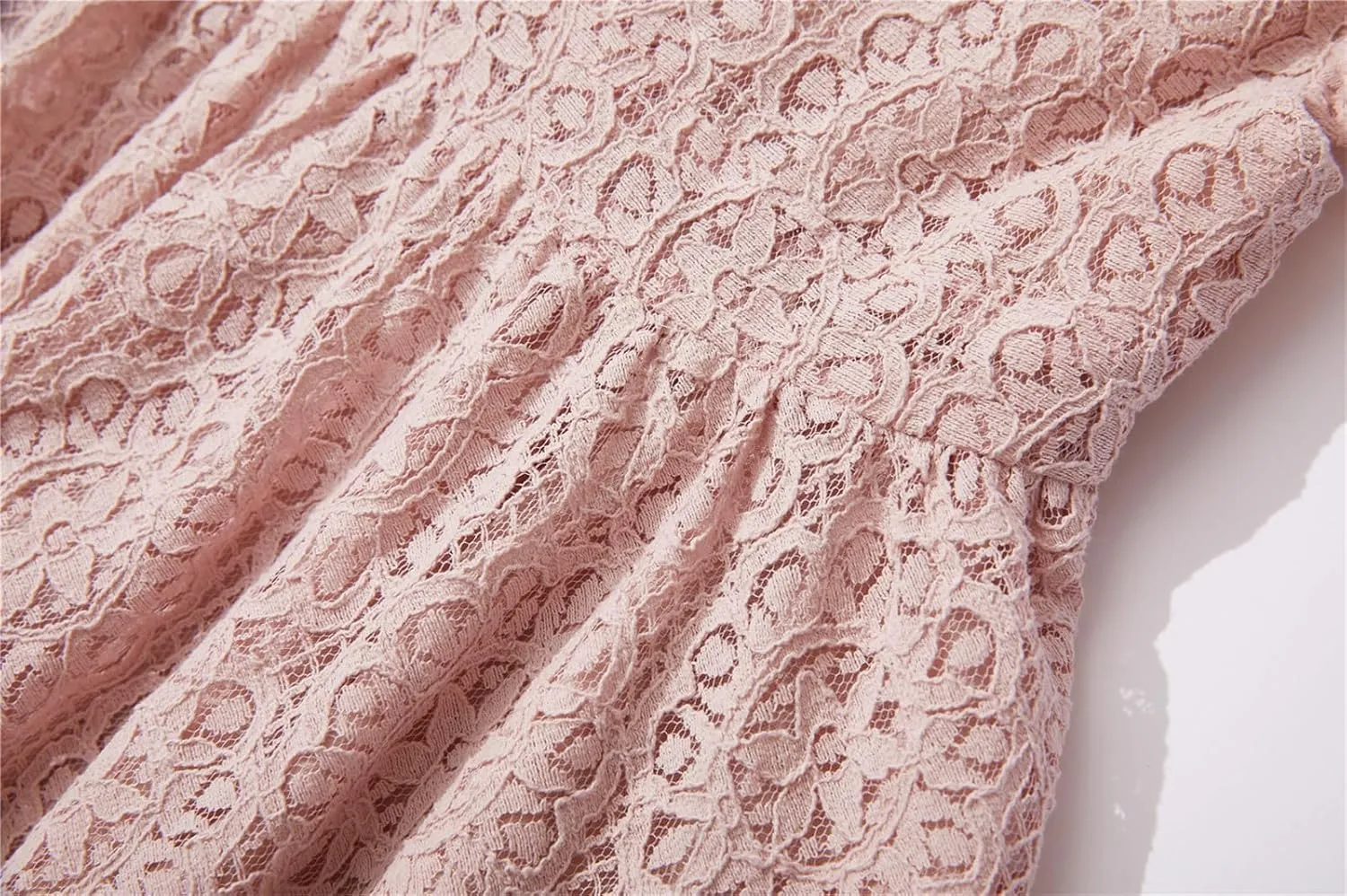 Niyage Backless Toddler Dress Open Back Girls Lace Bow Tie-Back Pom Pom Flutter Sleeves Party Princess Dresses