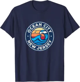 Ocean City New Jersey NJ Vintage Nautical Waves Design T-Shirt
