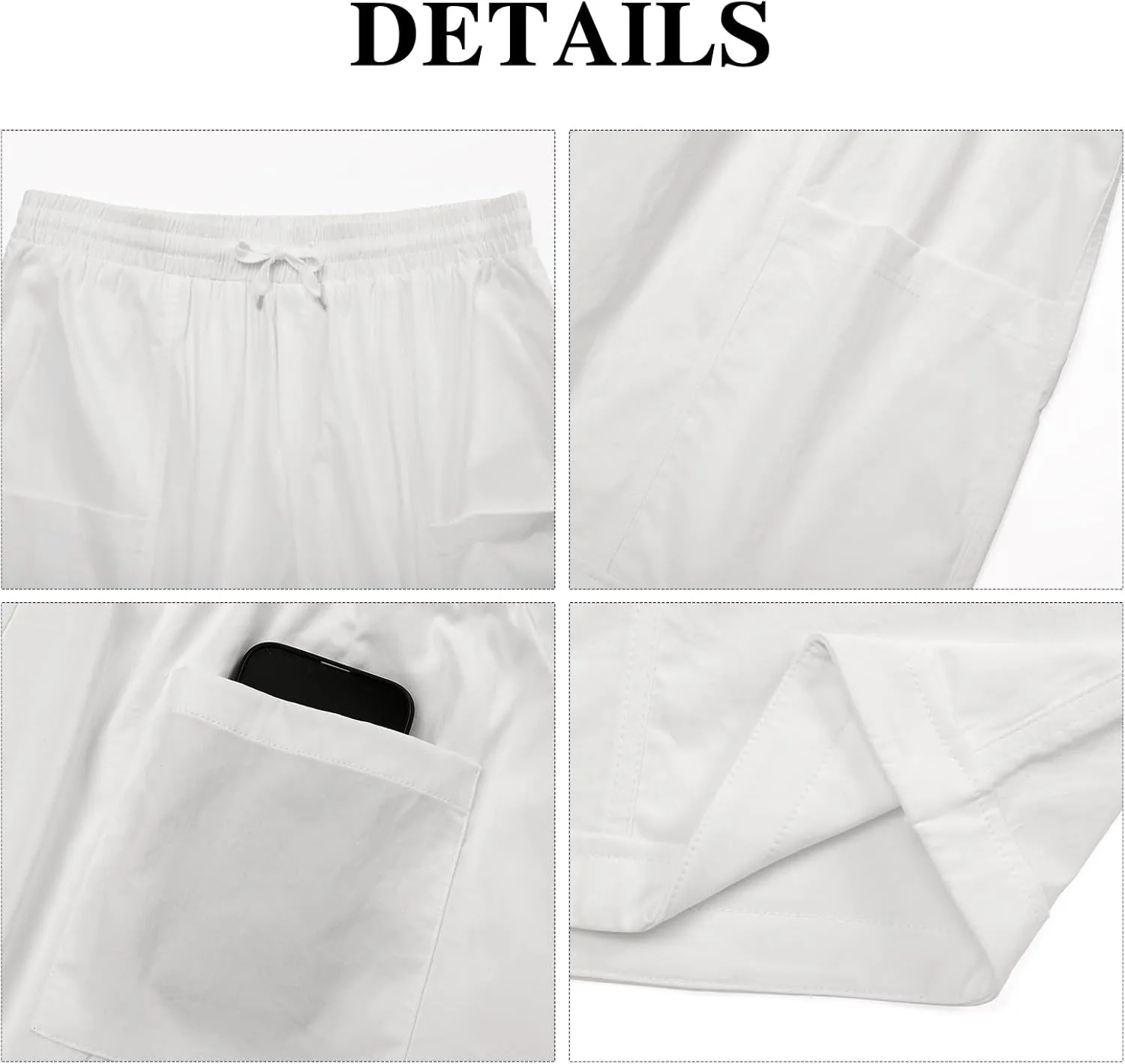 Oymyakon Women's Casual Cotton Shorts Summer Drawstring Elastic Waist Beach Shorts Comfy Pull On Shorts with Pockets