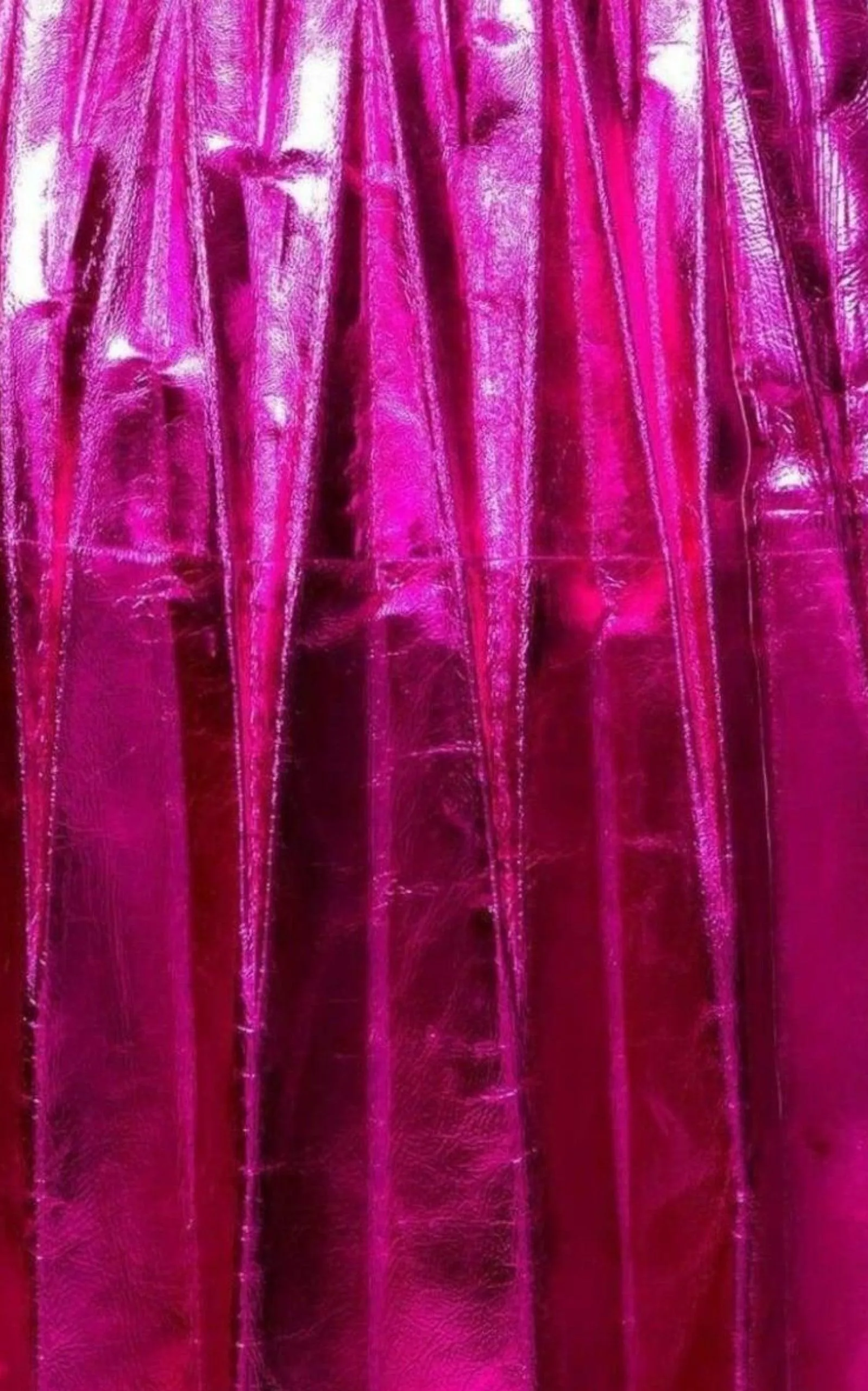 Pleated Metallic Leather Midi Skirt