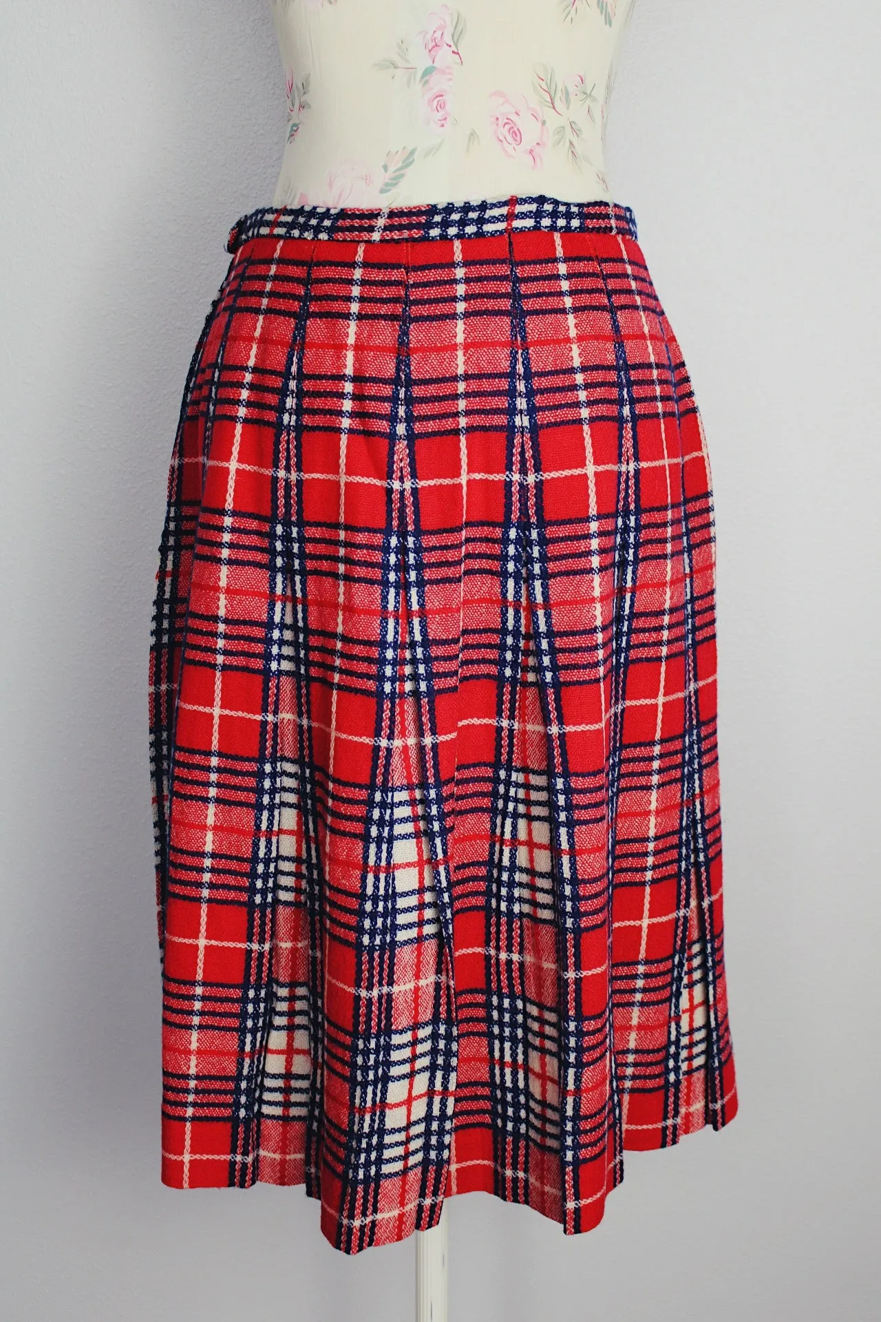 Pleated Plaid Print Skirt