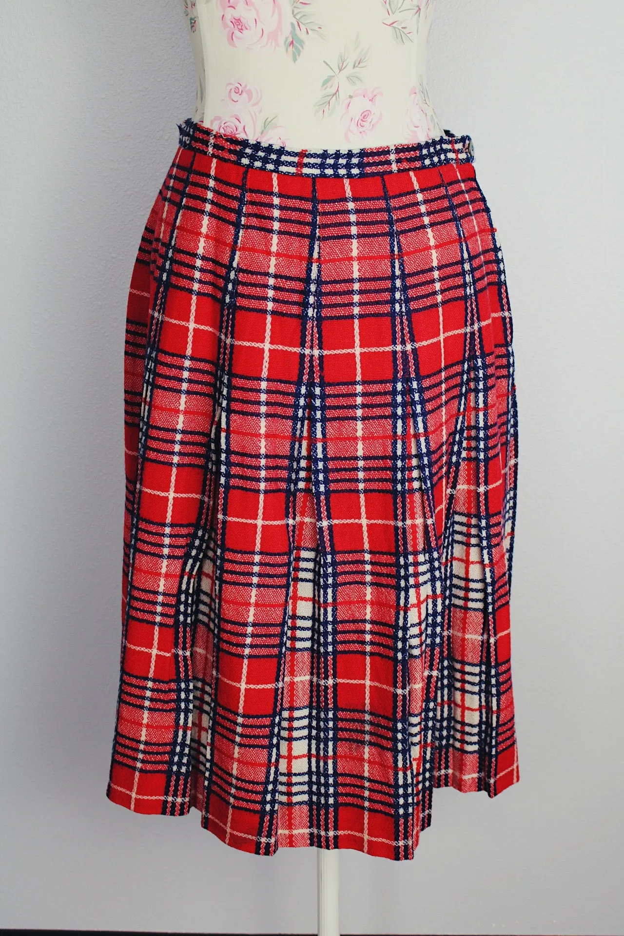 Pleated Plaid Print Skirt
