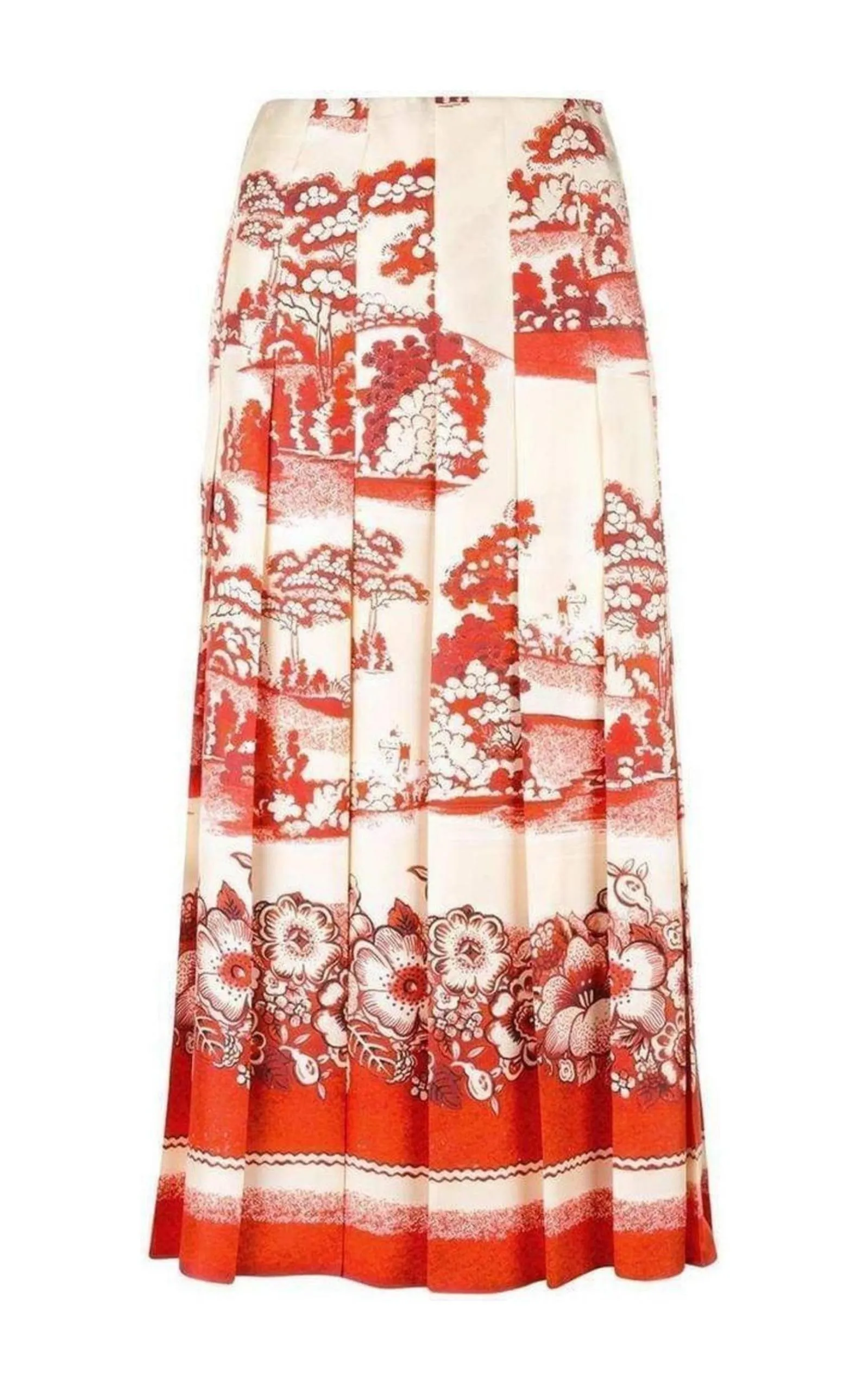Porcelain Garden Print Midi Skirt