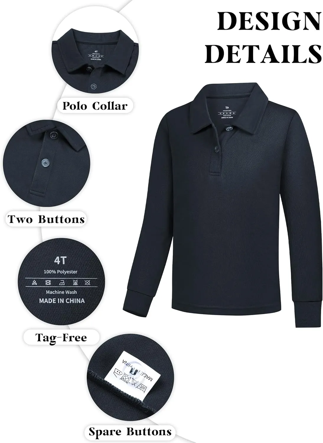 QBK 2T to Youth Boys' Long Sleeve School Uniform Pique Polo Toddler Kids Neon Collared Golf Shirt