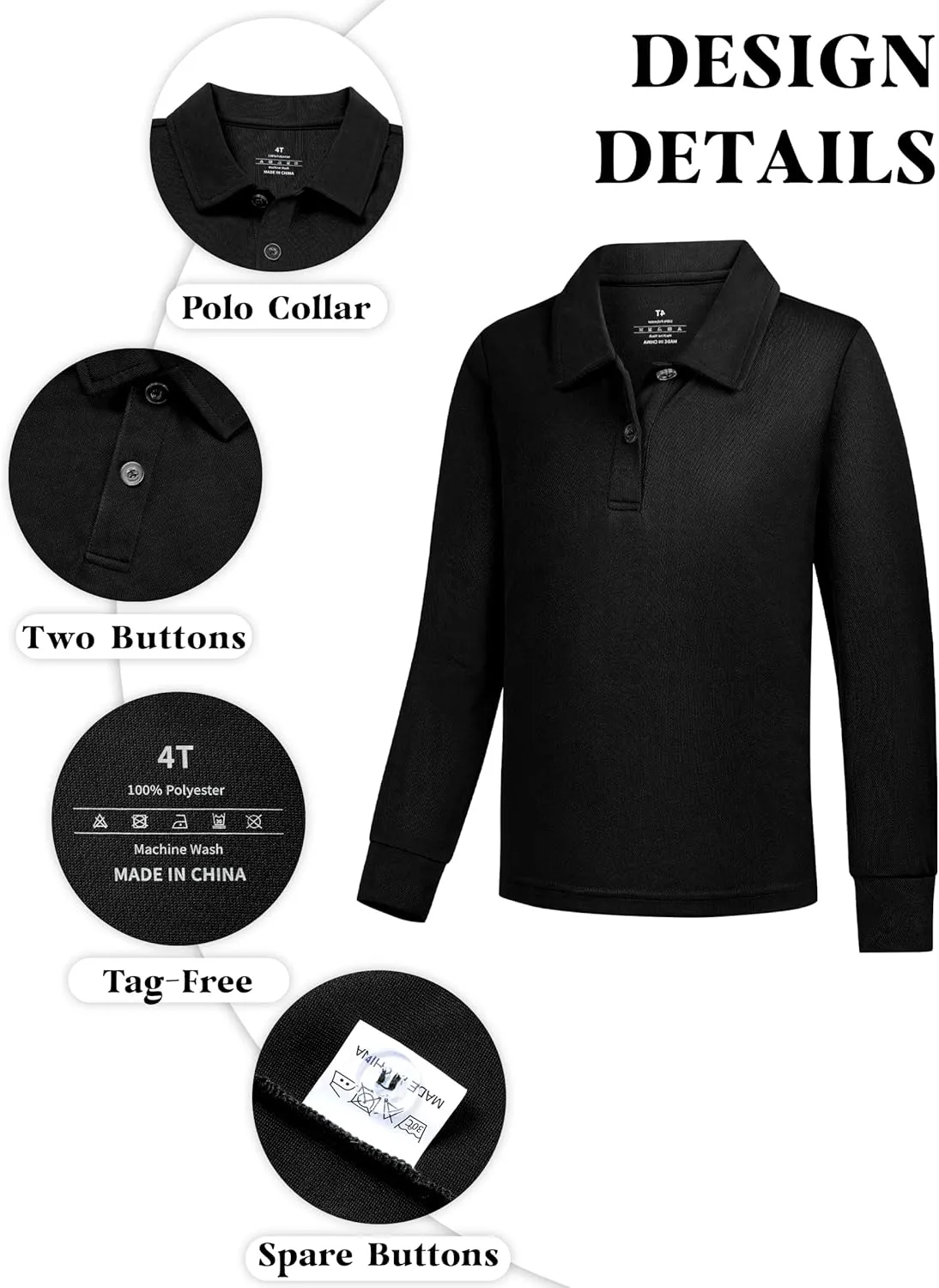 QBK 2T to Youth Boys' Long Sleeve School Uniform Pique Polo Toddler Kids Neon Collared Golf Shirt