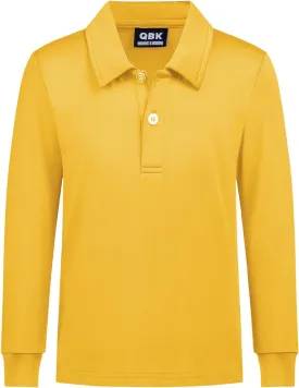 QBK Boys' Performance Polo Kids Collared Golf Shirts Long Sleeve School Uniform for 4T-16Y