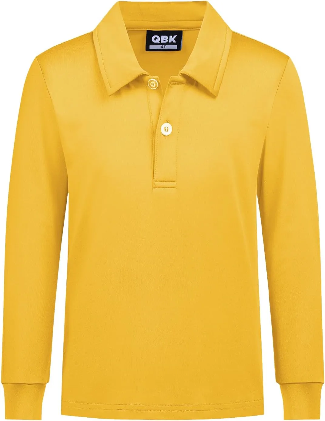 QBK Boys' Performance Polo Kids Collared Golf Shirts Long Sleeve School Uniform for 4T-16Y