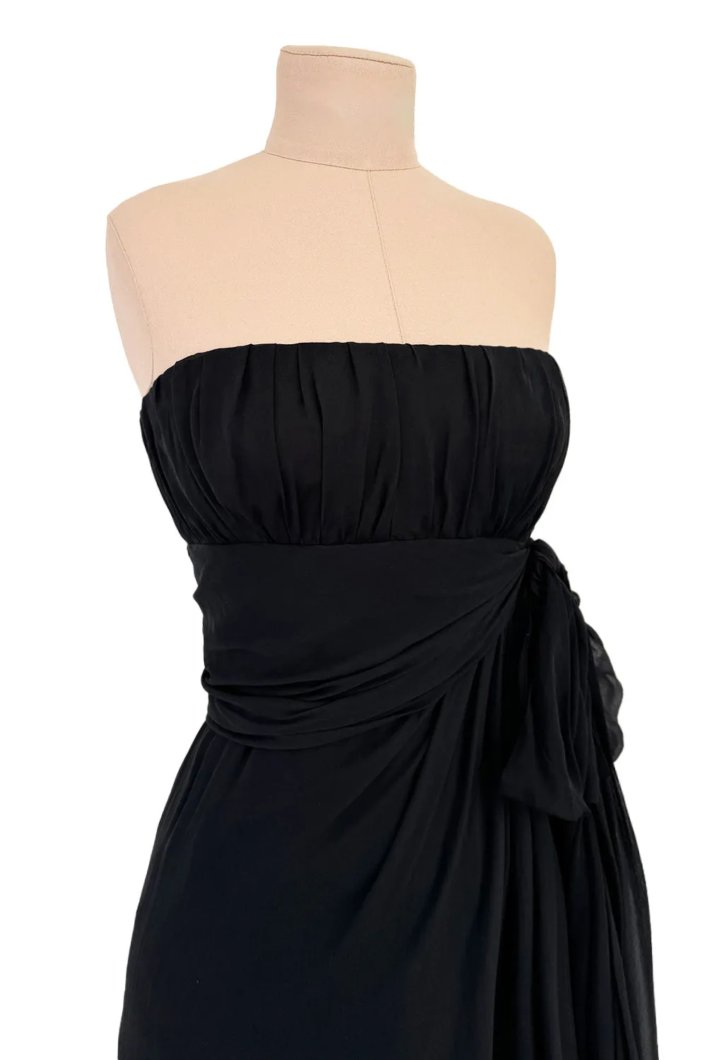 Rarest Spring 2002 Yves Saint Laurent Haute Couture Final Collection Black Silk Chiffon Dress