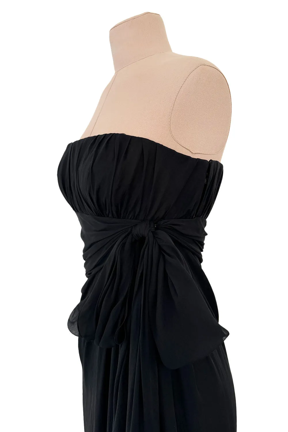 Rarest Spring 2002 Yves Saint Laurent Haute Couture Final Collection Black Silk Chiffon Dress