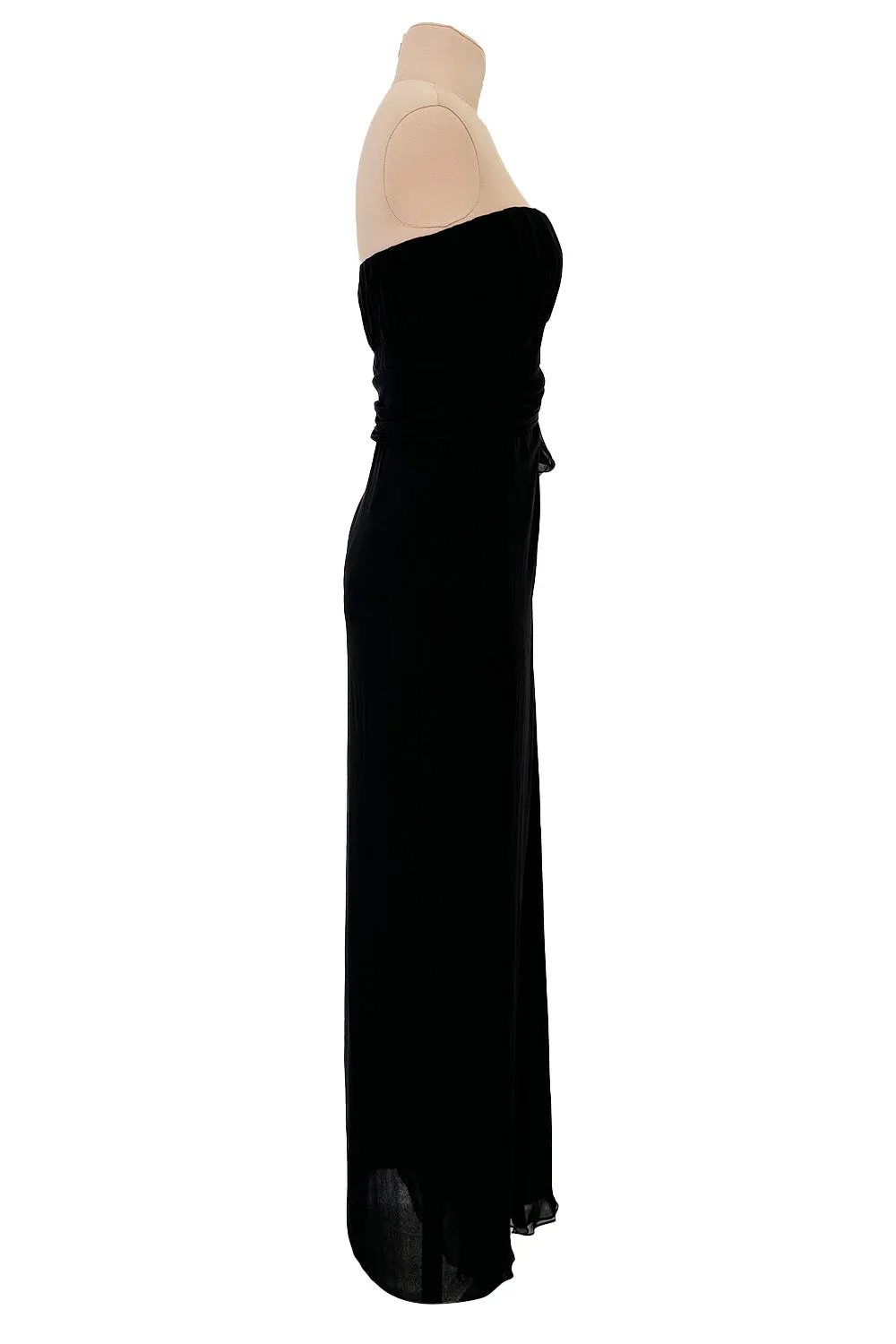 Rarest Spring 2002 Yves Saint Laurent Haute Couture Final Collection Black Silk Chiffon Dress