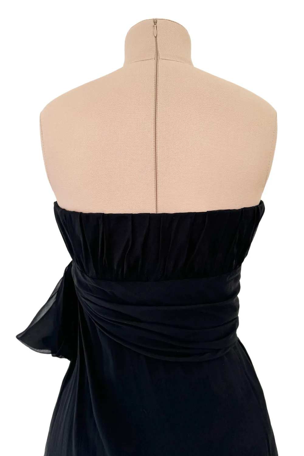 Rarest Spring 2002 Yves Saint Laurent Haute Couture Final Collection Black Silk Chiffon Dress