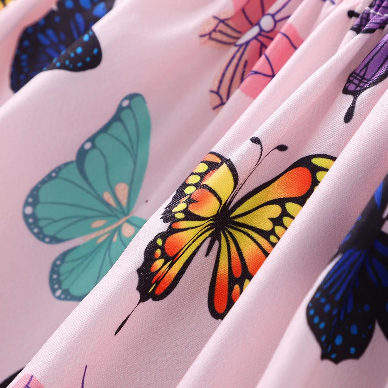 RETSUGO Little Girls Dresses Flutter Sleeve Casual Birthday Party Dress Toddler Kids Swing Twirly Summer Sundress 1-8 Years