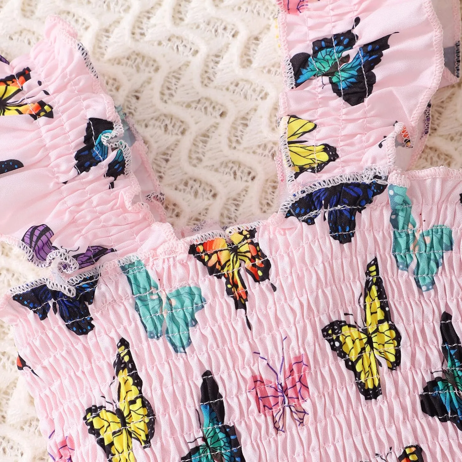 RETSUGO Little Girls Dresses Flutter Sleeve Casual Birthday Party Dress Toddler Kids Swing Twirly Summer Sundress 1-8 Years