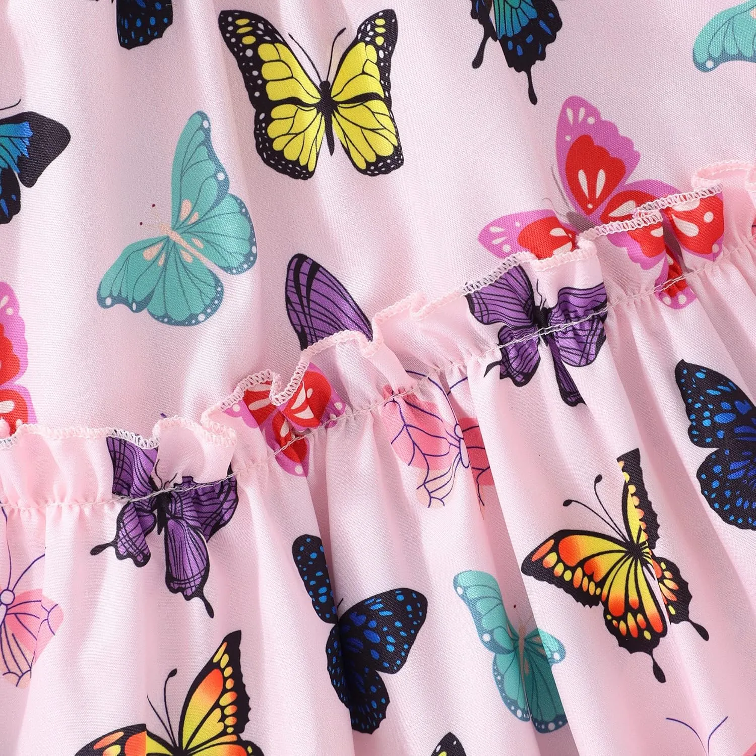 RETSUGO Little Girls Dresses Flutter Sleeve Casual Birthday Party Dress Toddler Kids Swing Twirly Summer Sundress 1-8 Years