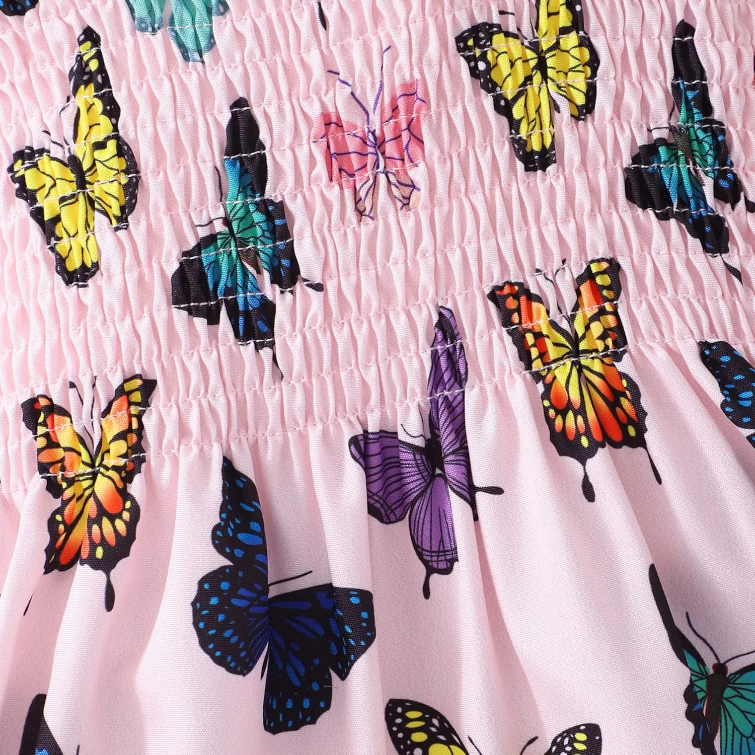 RETSUGO Little Girls Dresses Flutter Sleeve Casual Birthday Party Dress Toddler Kids Swing Twirly Summer Sundress 1-8 Years