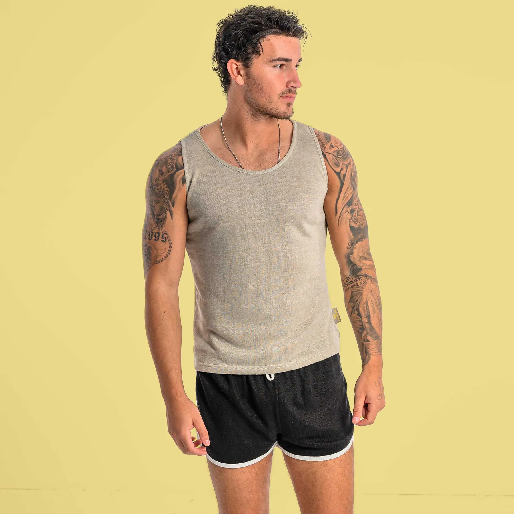 ROCKY 100% Organic Hemp Knit Running Fitness Gym Shorts (No Inside Shorts, Organic Elastic) (100% Biodegradable)