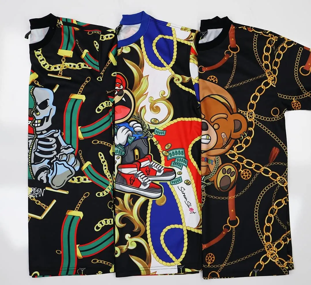 SCREENSHOT Mens Hipster Hip-Hop Premium Technique Tees - Stylish Longline Urban Streetwear Latest NYC Fashion T-Shirts