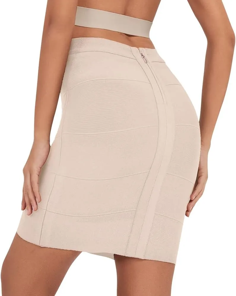 Solid High Waist Mini Bandage Pencil Skirt