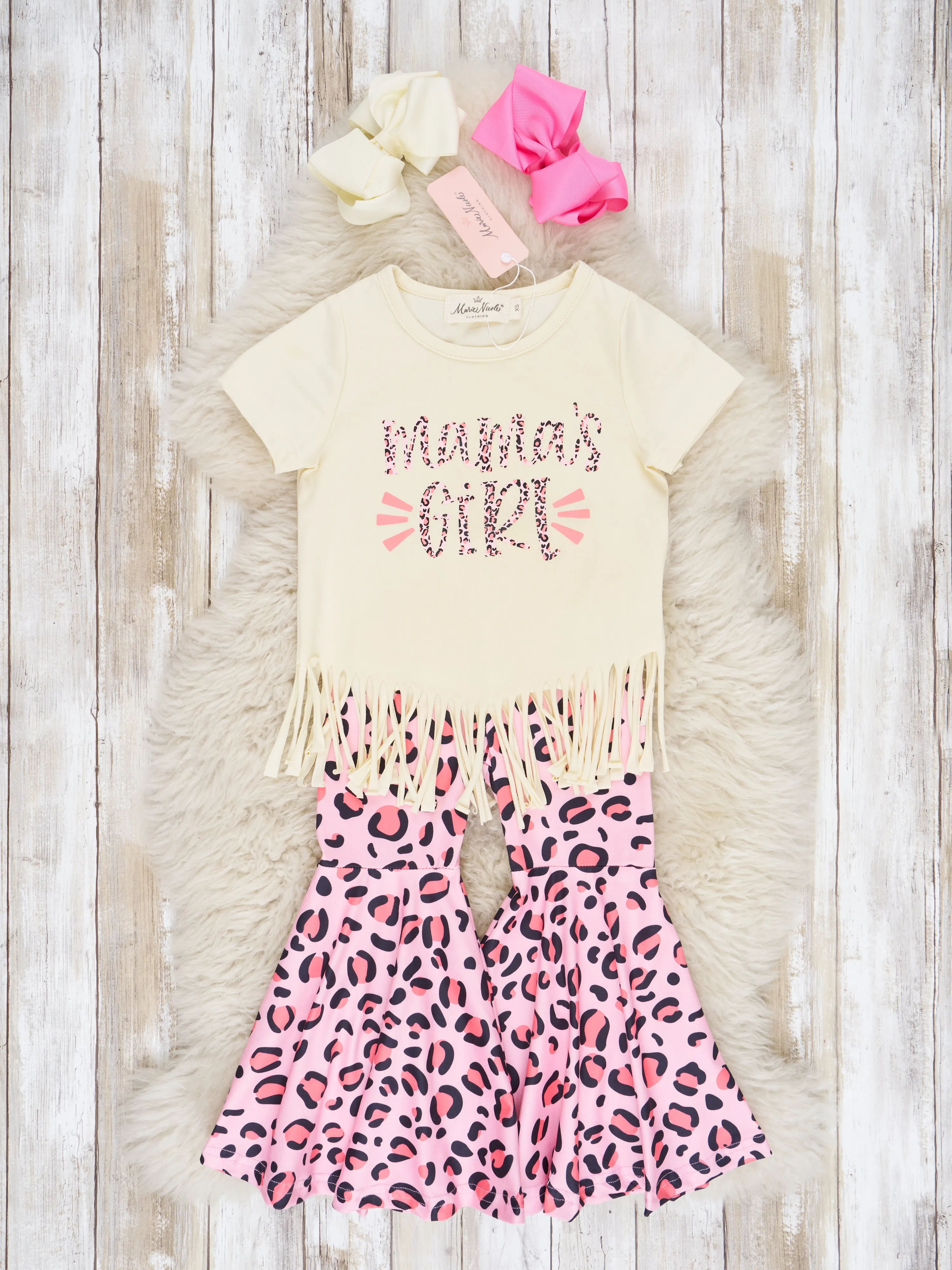 Sparkly "Mama's Girl" Leopard Bell Bottom Outfit