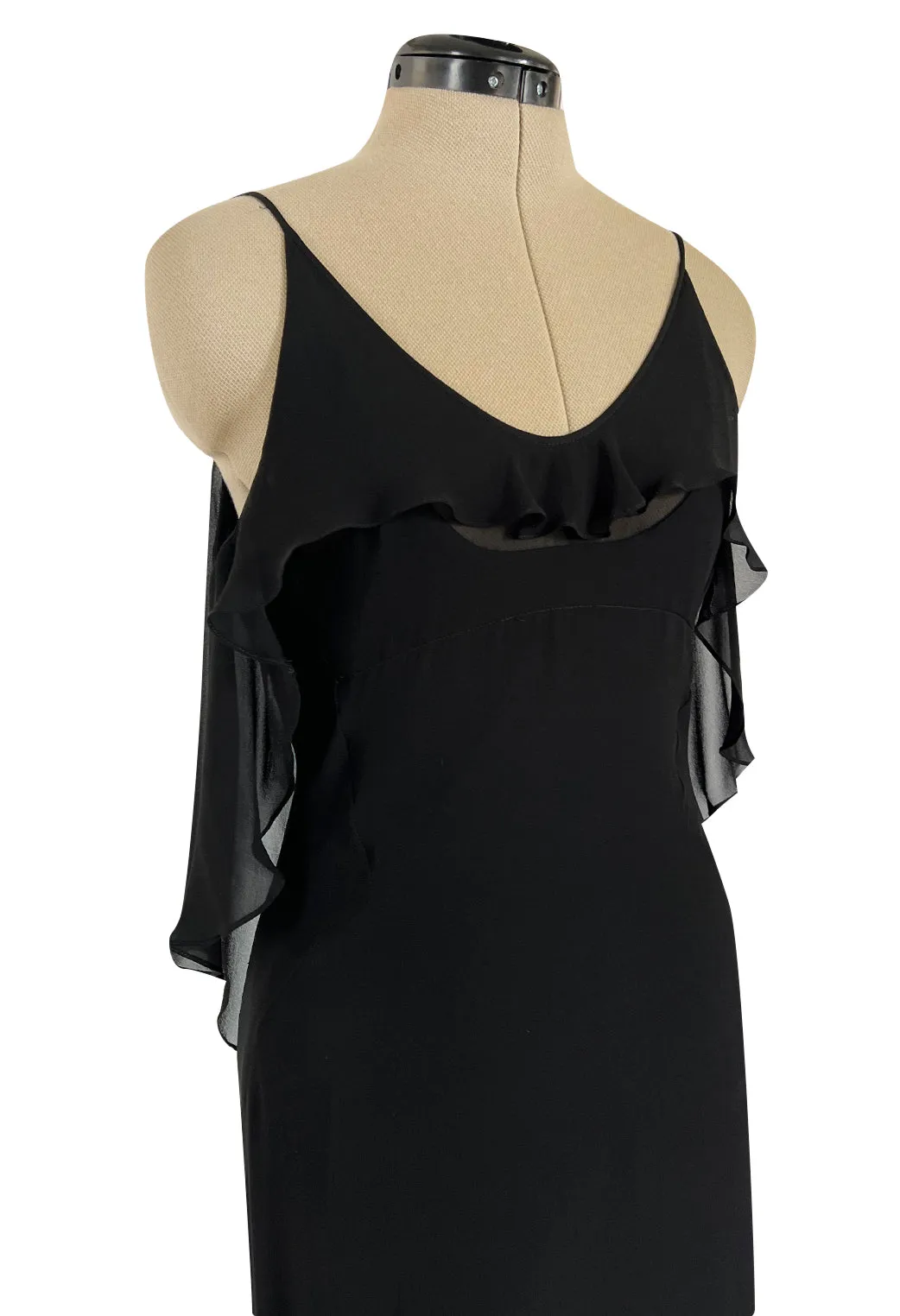 Spring 2004 Yves Saint Laurent by Tom Ford Black Silk Chiffon Dress